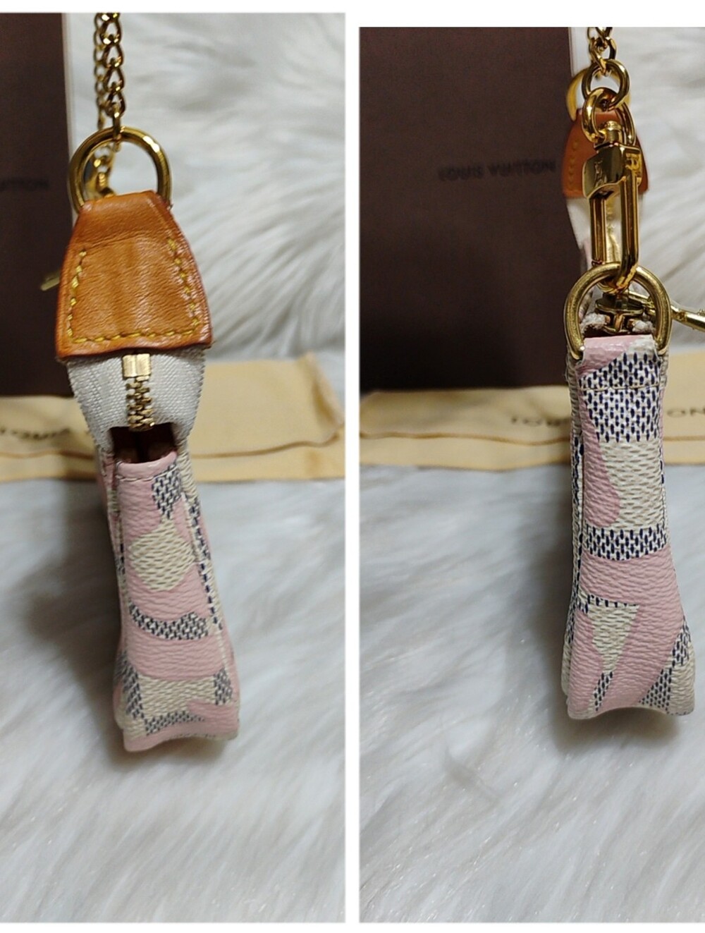 SALE! Louis Vuitton Damier Azur Tahiti Mini Accessory Pouch W/DB/Box - Picture 5 of 11